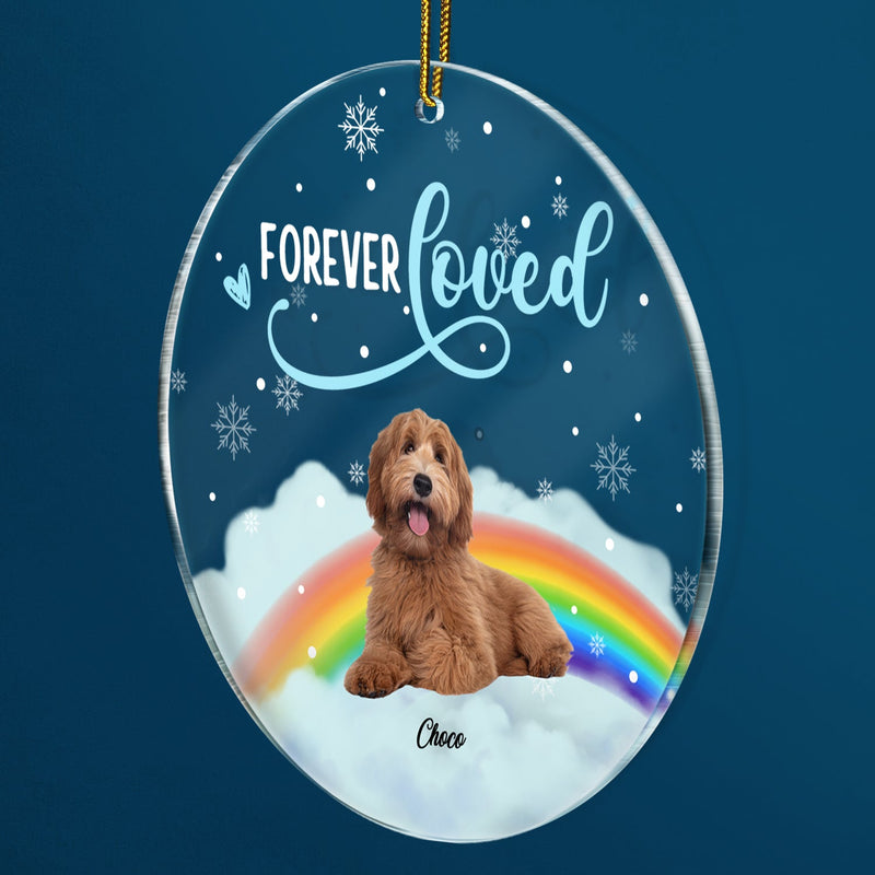 Photo personnalisée pour toujours aimée - Cadeau commémoratif de Noël pour les amoureux des chiens - Ornement circulaire personnalisé en acrylique