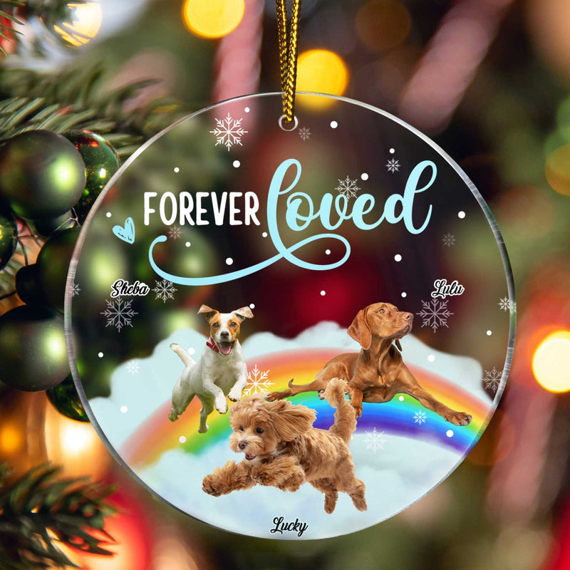 Photo personnalisée pour toujours aimée - Cadeau commémoratif de Noël pour les amoureux des chiens - Ornement circulaire personnalisé en acrylique