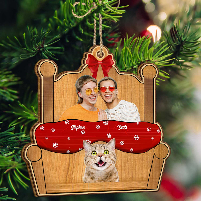 Custom Photo You Me And The Pet - Christmas Gift For Dog Couples - Personalized Custom Shaped Wooden Ornament