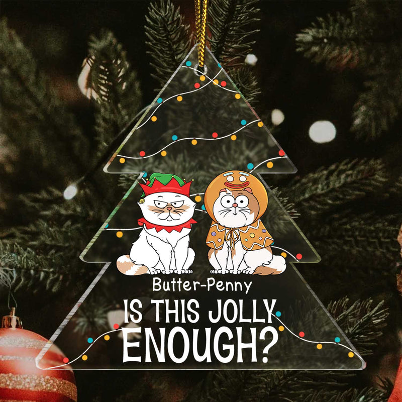 Is This Jolly Enough - Christmas Gift For Cat Lovers - Personalized Custom Shaped Acrylic Ornament