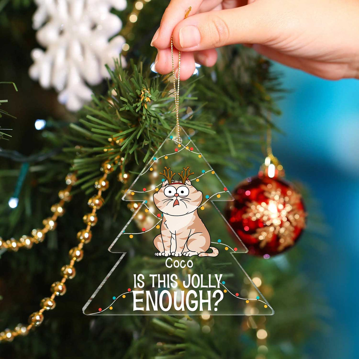 Is This Jolly Enough - Christmas Gift For Cat Lovers - Personalized Custom Shaped Acrylic Ornament