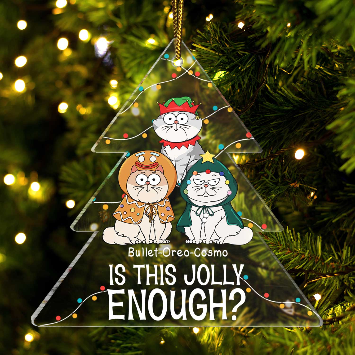 Is This Jolly Enough - Christmas Gift For Cat Lovers - Personalized Custom Shaped Acrylic Ornament