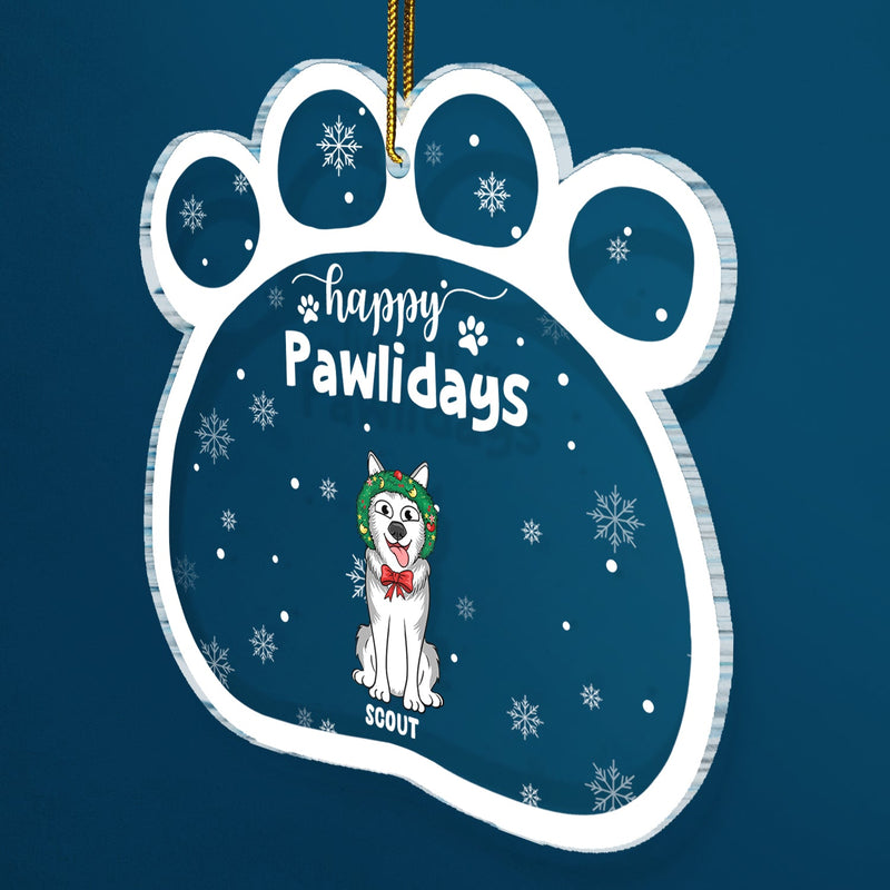 Joyeux Pawlidays - Chiens et chats de dessins animés amusants - Cadeau de Noël pour les amoureux des animaux - Décoration acrylique personnalisée