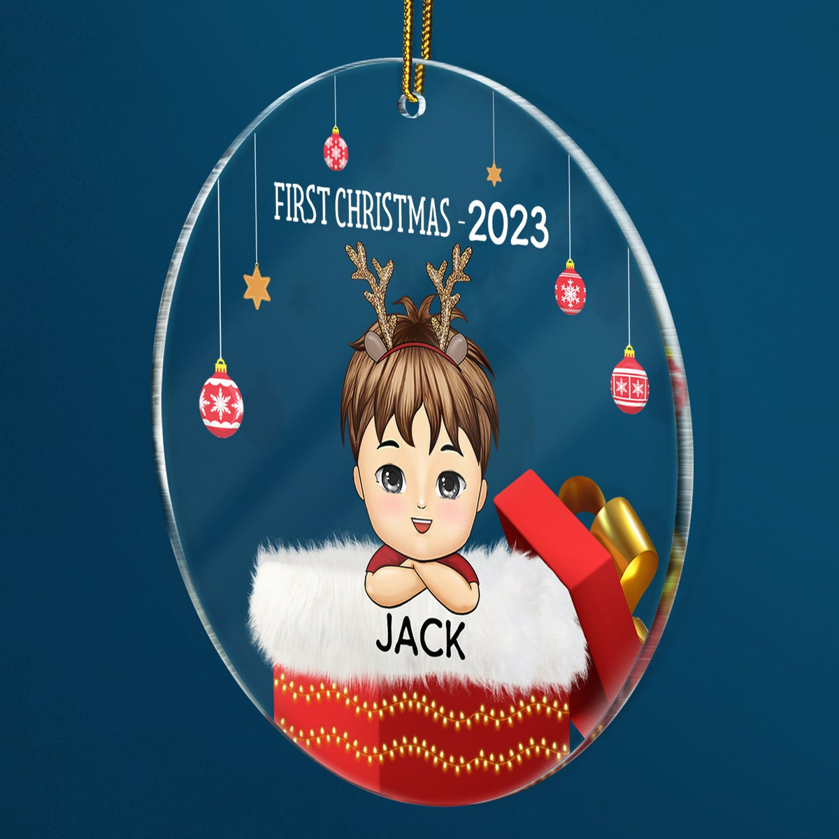 Premier Noël - Cadeau de Noël pour la famille - Ornement circulaire personnalisé en acrylique