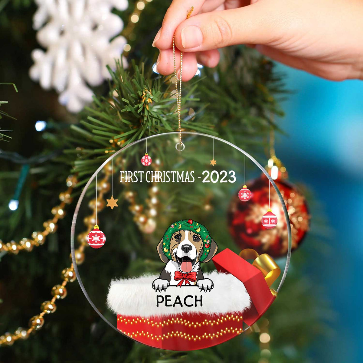 Premier Noël - Cadeau de Noël pour la famille - Ornement circulaire personnalisé en acrylique