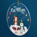 Meilleure maman chat de tous les temps - Chats de dessins animés amusants - Cadeau de Noël pour les amoureux des chats - Ornement acrylique rond personnalisé