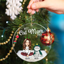 Meilleure maman chat de tous les temps - Chats de dessins animés amusants - Cadeau de Noël pour les amoureux des chats - Ornement acrylique rond personnalisé