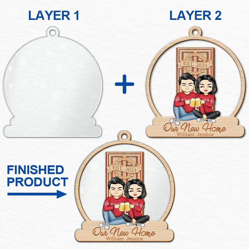 Our New Home - Christmas Gift For Couples - Personalized 2-Layered Mix Ornament