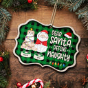Dear Santa Define Naughty - Christmas Gift For Cat Lovers - Personalized Medallion Wooden Ornament