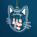 Meowy Christmas Happy Pawlidays - Cadeau de Noël pour les amoureux des chats - Décoration acrylique personnalisée