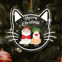 Meowy Christmas Happy Pawlidays - Cadeau de Noël pour les amoureux des chats - Décoration acrylique personnalisée