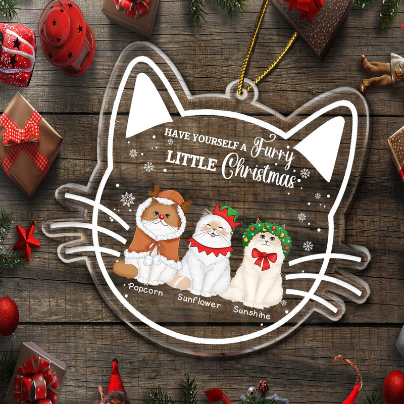 Meowy Christmas Happy Pawlidays - Cadeau de Noël pour les amoureux des chats - Décoration acrylique personnalisée