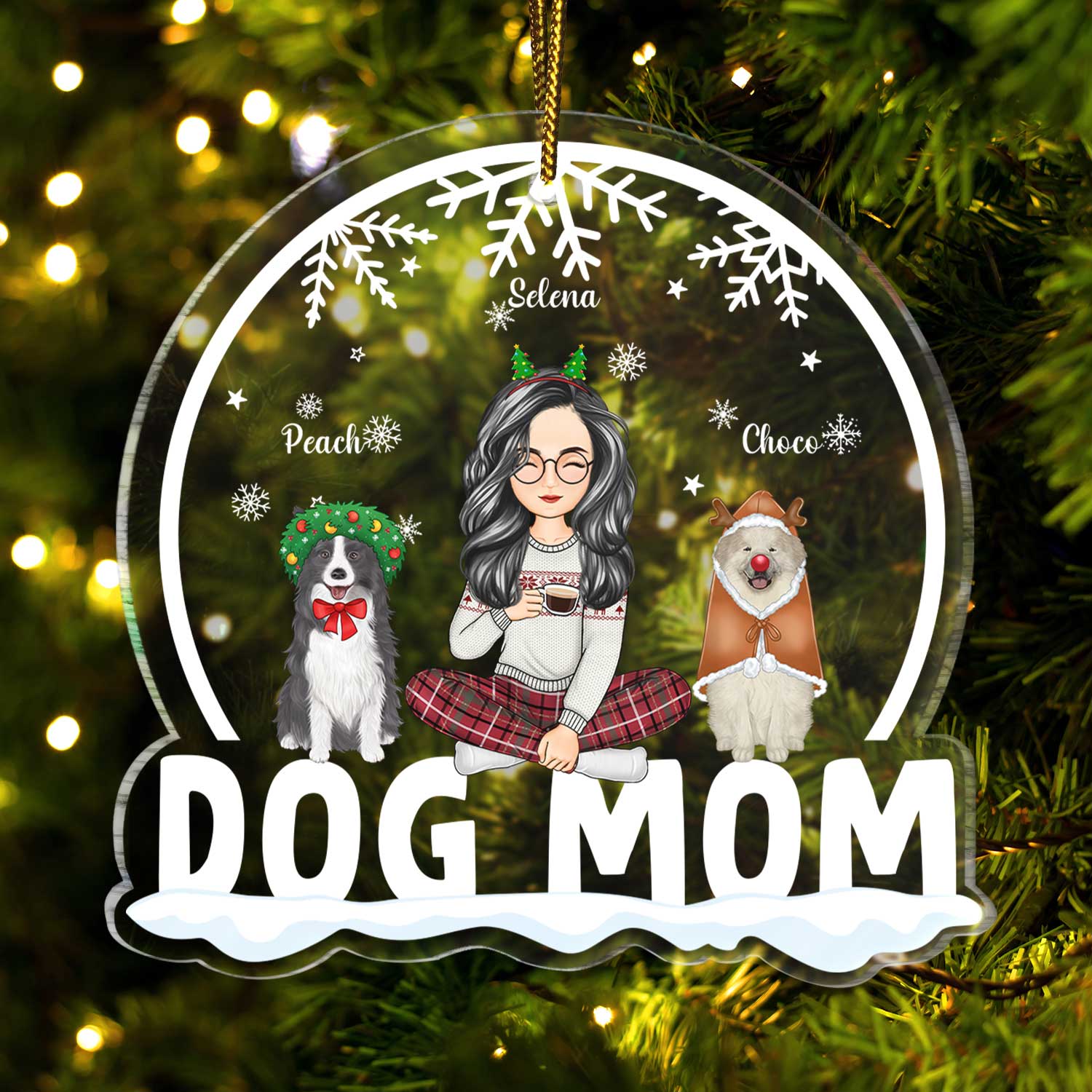 Dog Mom Dog Dad - Christmas Gift For Dog Lovers - Personalized Custom Shaped Acrylic Ornament