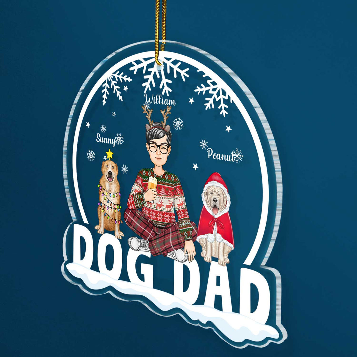 Maman chien, papa chien - Cadeau de Noël pour les amoureux des chiens - Ornement acrylique personnalisé en forme