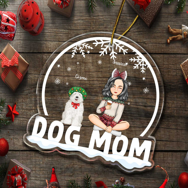Maman chien, papa chien - Cadeau de Noël pour les amoureux des chiens - Ornement acrylique personnalisé en forme