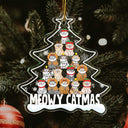 Meowy Catmas Cartoon Style - Christmas Gift For Cat Lovers - Personalized Custom Shaped Acrylic Ornament