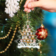 Meowy Catmas Cartoon Style - Christmas Gift For Cat Lovers - Personalized Custom Shaped Acrylic Ornament