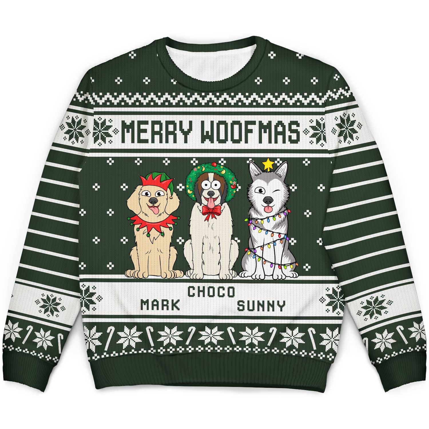 Merry Woofmas - Christmas Gift For Dog Lovers - Personalized Unisex Ugly Sweater