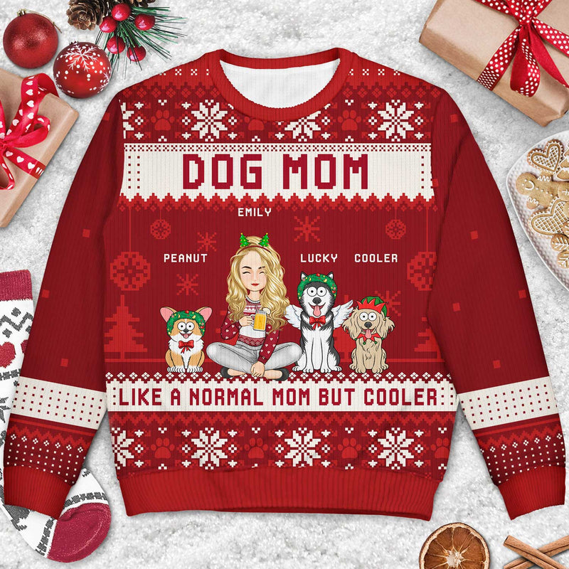 Just A Girl Who Loves Dogs And Christmas Cartoon Style - Gift For Dog Moms, Dog Lovers - Personalized Unisex Ugly Sweater