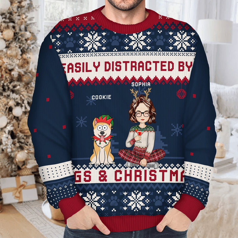 Just A Girl Who Loves Dogs And Christmas Cartoon Style - Gift For Dog Moms, Dog Lovers - Personalized Unisex Ugly Sweater