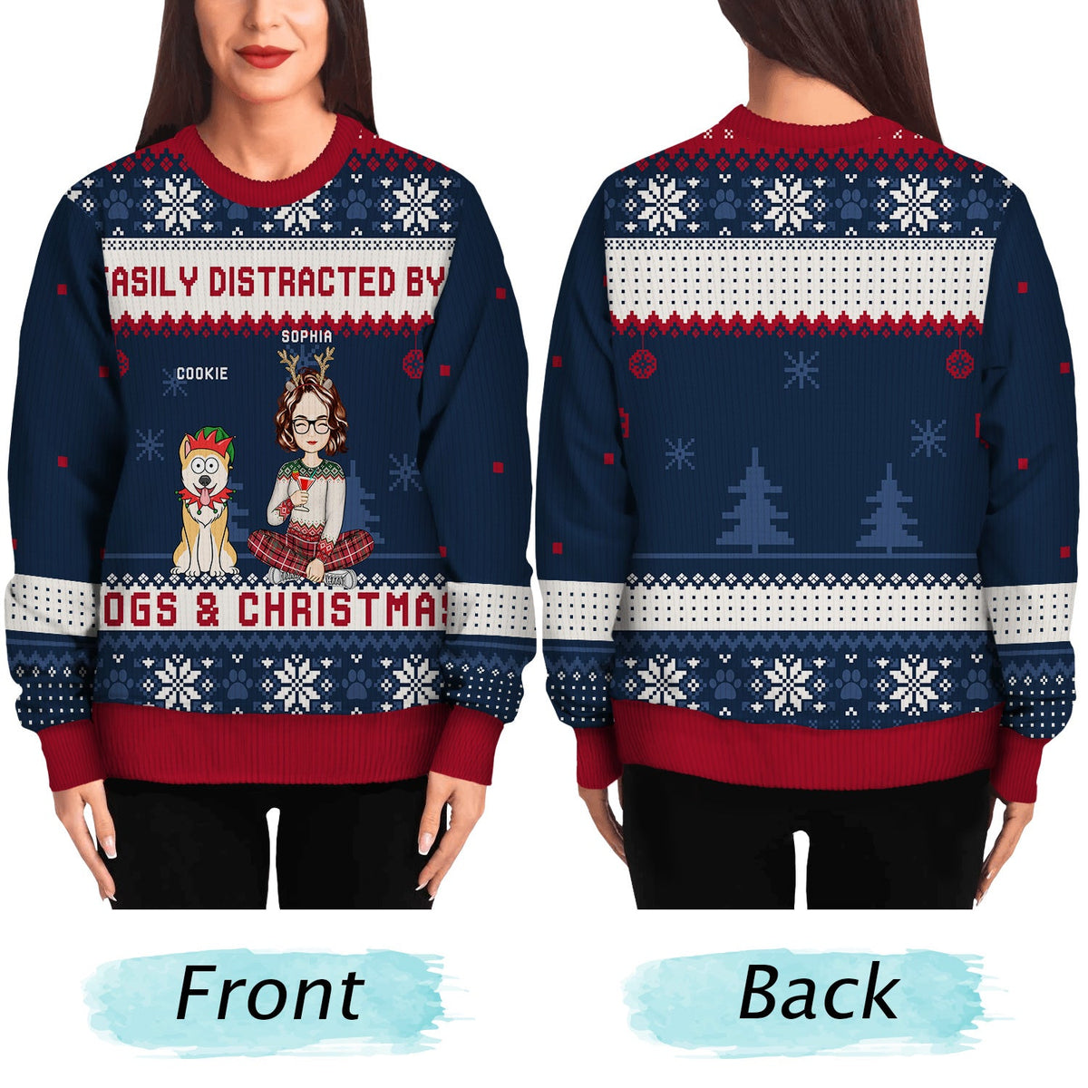 Just A Girl Who Loves Dogs And Christmas Cartoon Style - Gift For Dog Moms, Dog Lovers - Personalized Unisex Ugly Sweater