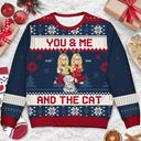 Couple You & Me And The Fur Babies Cartoon Style - Christmas Gift For Pet Lovers, Dog Lovers, Cat Lovers - Personalized Unisex Ugly Sweater