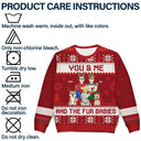 Couple You & Me And The Fur Babies Cartoon Style - Christmas Gift For Pet Lovers, Dog Lovers, Cat Lovers - Personalized Unisex Ugly Sweater