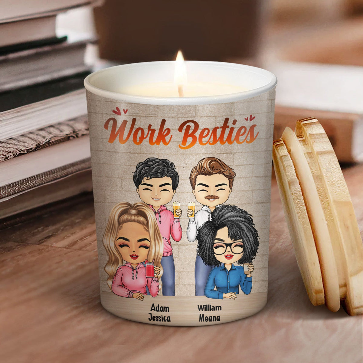 Je brûlerais cet endroit si tu ne travaillais pas ici - Cadeau pour collègues, meilleurs amis, BFF meilleurs amis - Bougie parfumée personnalisée avec couvercle en bois