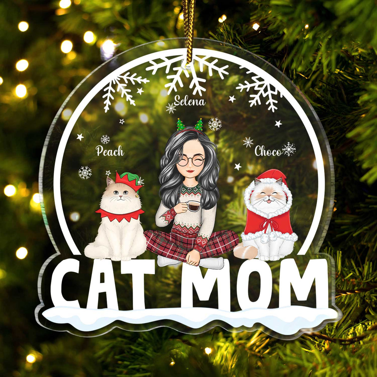 Maman chat, papa chat - Cadeau de Noël pour les amoureux des chats - Décoration acrylique personnalisée