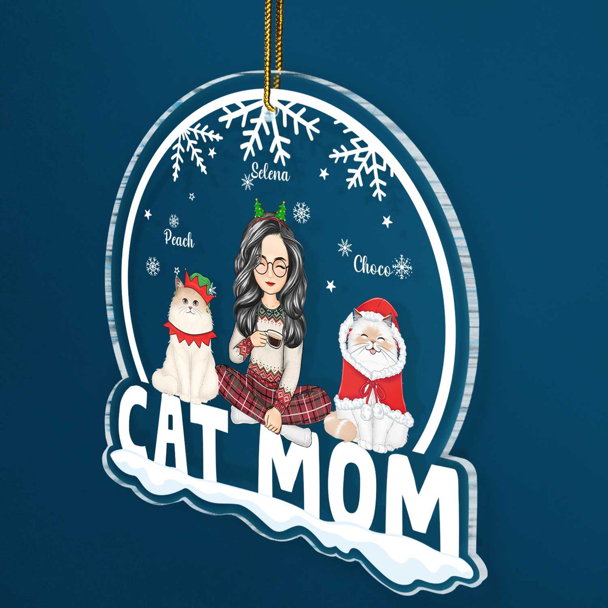Maman chat, papa chat - Cadeau de Noël pour les amoureux des chats - Décoration acrylique personnalisée
