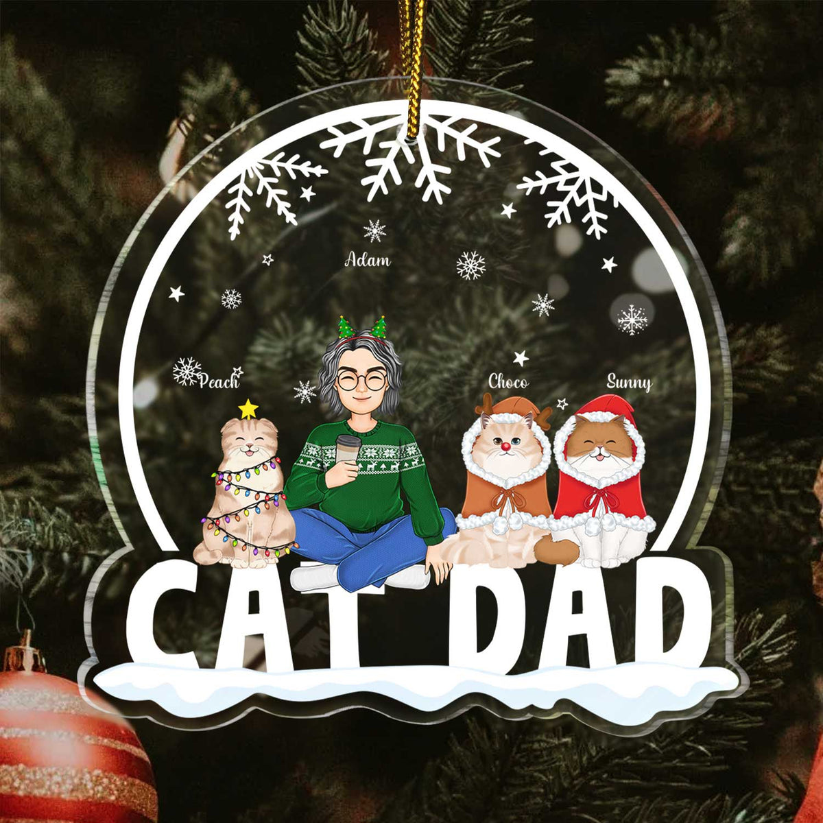 Maman chat, papa chat - Cadeau de Noël pour les amoureux des chats - Décoration acrylique personnalisée