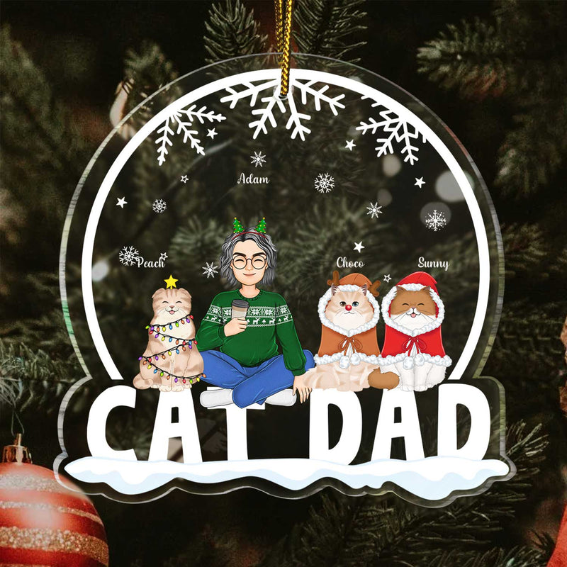 Maman chat, papa chat - Cadeau de Noël pour les amoureux des chats - Décoration acrylique personnalisée