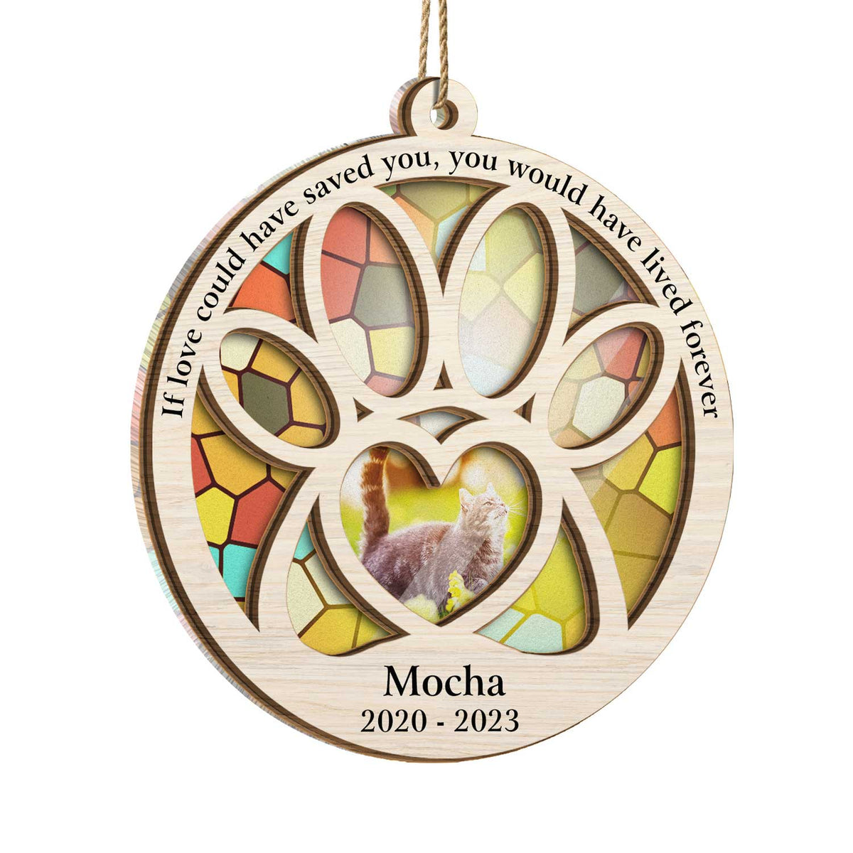 Custom Photo Dog Cat You Would Have Lived Forever - Pet Memorial Gift, Christmas Decor - Personalized Suncatcher Ornament