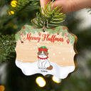 Chats de dessins animés rigolos Meowy Fluffmas - Cadeau de Noël pour les amoureux des chats - Décoration en bois médaillon personnalisée
