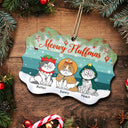 Chats de dessins animés rigolos Meowy Fluffmas - Cadeau de Noël pour les amoureux des chats - Décoration en bois médaillon personnalisée