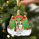 You & Me And The Cats Cartoon Style - Christmas Gift For Cat Lovers, Couples - Personalized Custom Shaped Wooden Ornament