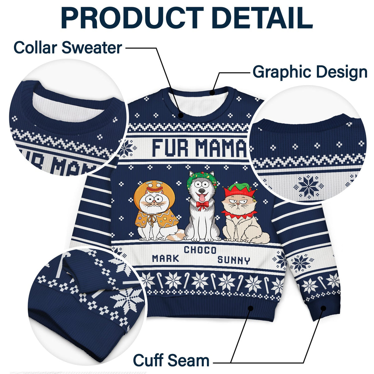 Motif pattes de Père Noël vertes - Cadeau de Noël pour les amoureux des animaux - Pull moche unisexe personnalisé