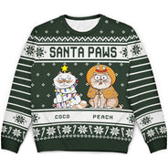 Motif pattes de Père Noël vertes - Cadeau de Noël pour les amoureux des animaux - Pull moche unisexe personnalisé