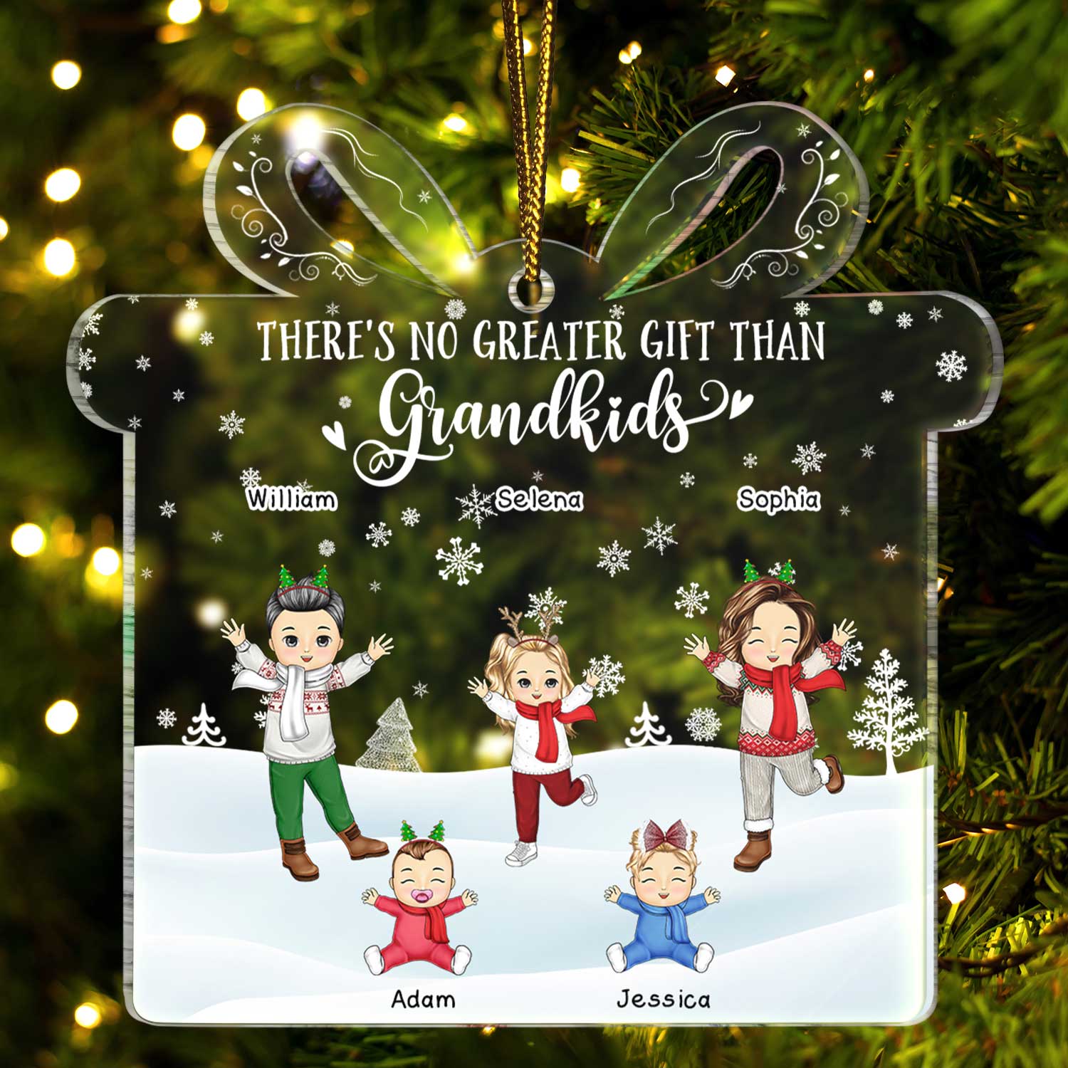 There's No Greater Gift Than Grandkids - Christmas Gift For Family, Grandpa, Grandma, Grandparents - Personalized Custom Shaped Acrylic Ornament
