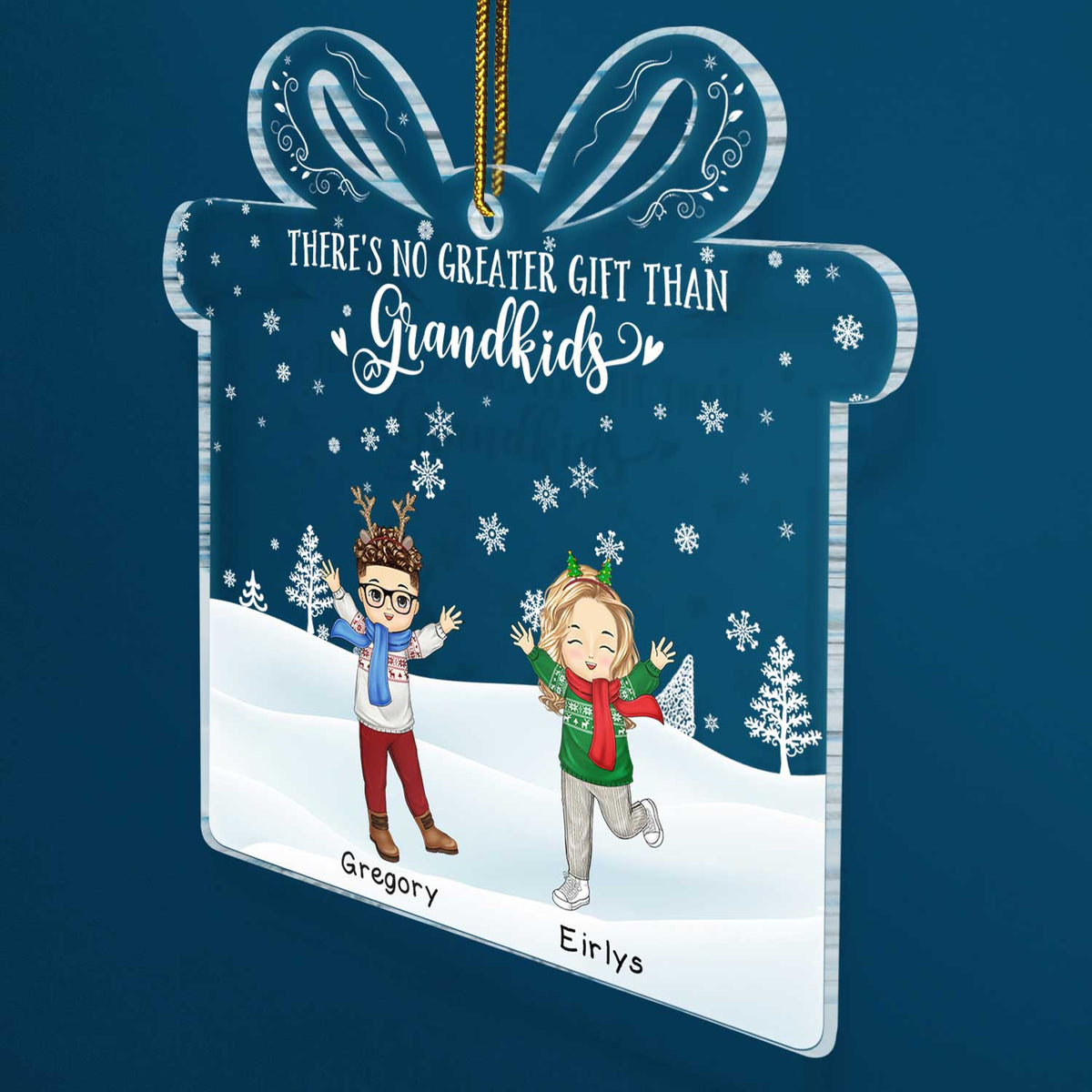 There's No Greater Gift Than Grandkids - Christmas Gift For Family, Grandpa, Grandma, Grandparents - Personalized Custom Shaped Acrylic Ornament