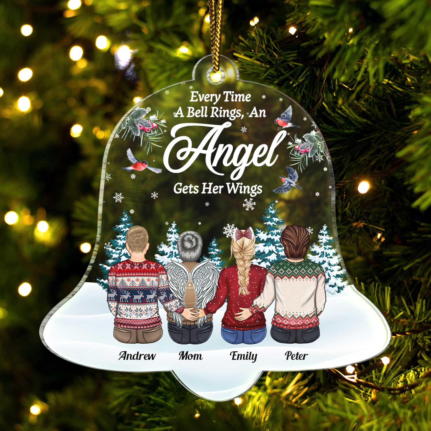 Every Time A Bell Rings - Family Memorial Gift, Christmas Gift - Personalized Custom Shaped Acrylic Ornament