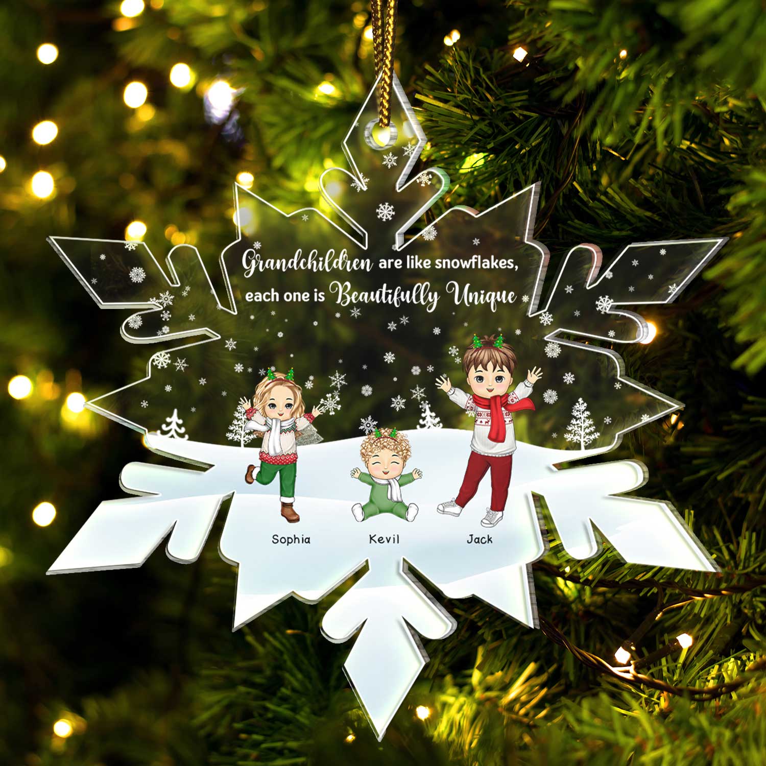 Grandchildren Are Like Snowflakes - Christmas Gift For Grandparents, Grandma, Grandpa, Family - Personalized Custom Shaped Acrylic Ornament