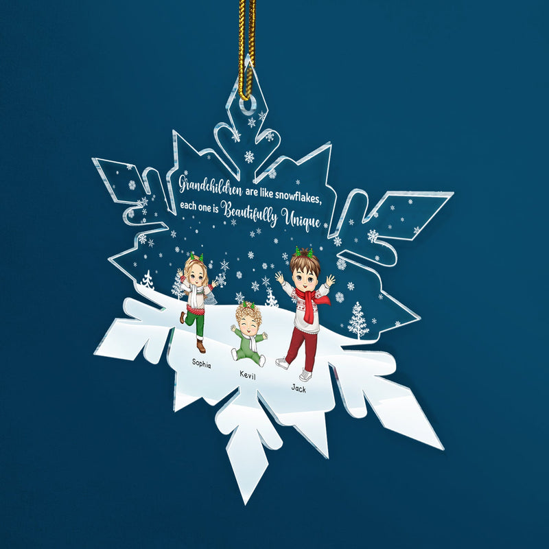 Grandchildren Are Like Snowflakes - Christmas Gift For Grandparents, Grandma, Grandpa, Family - Personalized Custom Shaped Acrylic Ornament