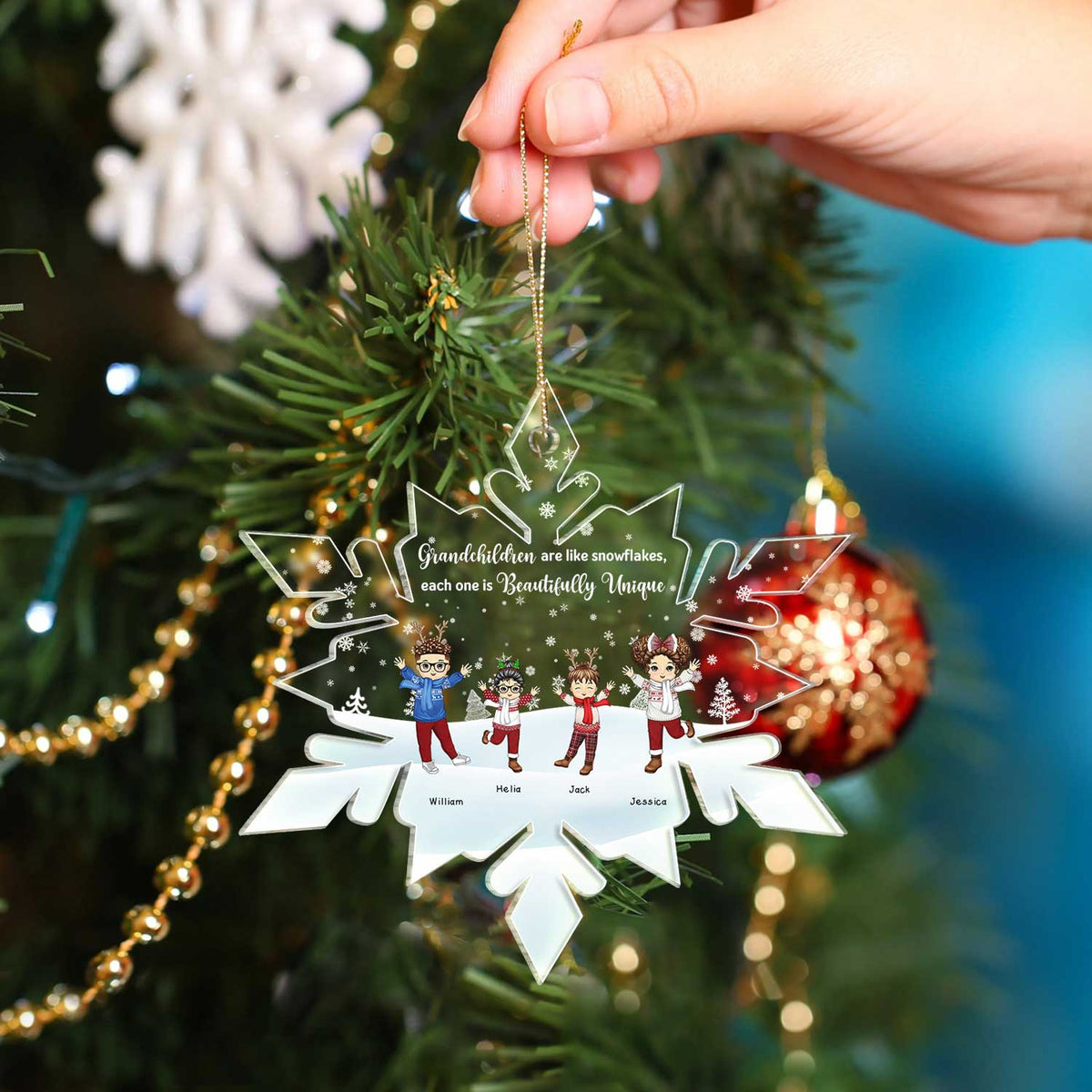 Grandchildren Are Like Snowflakes - Christmas Gift For Grandparents, Grandma, Grandpa, Family - Personalized Custom Shaped Acrylic Ornament