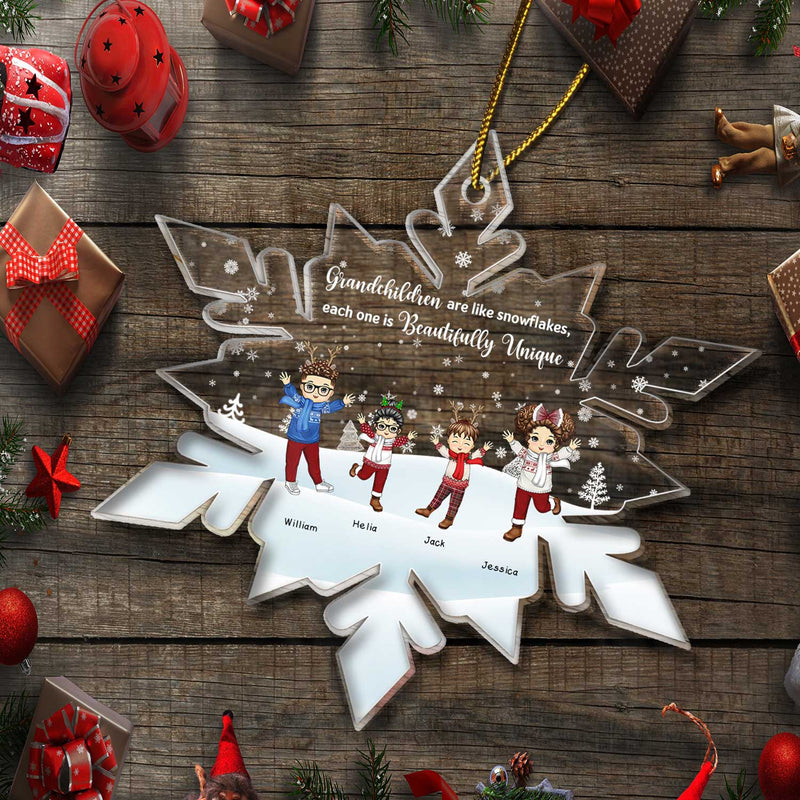Grandchildren Are Like Snowflakes - Christmas Gift For Grandparents, Grandma, Grandpa, Family - Personalized Custom Shaped Acrylic Ornament