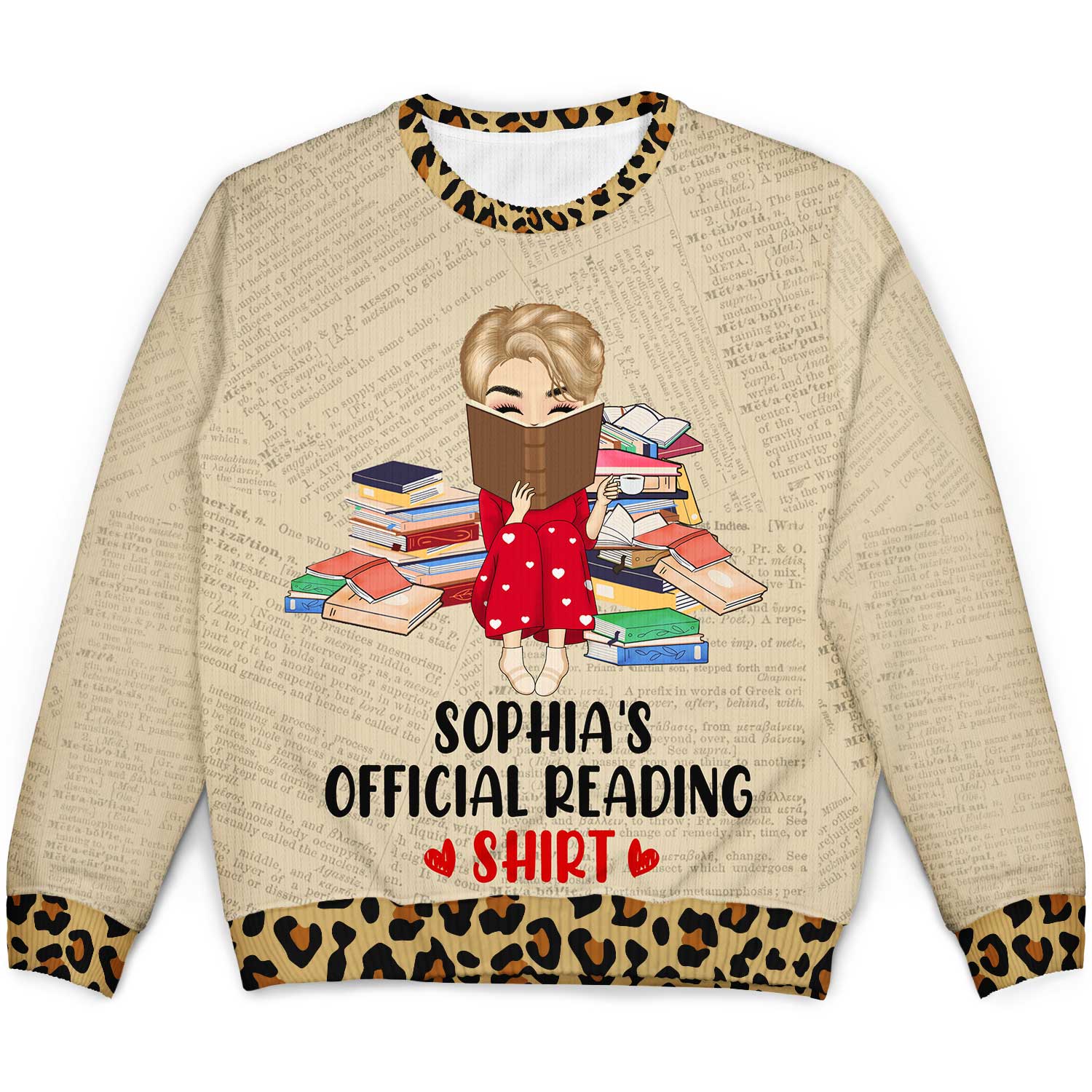 Official Reading Shirt Chibi Girl - Gift For Book Lovers - Personalized Unisex Ugly Sweater