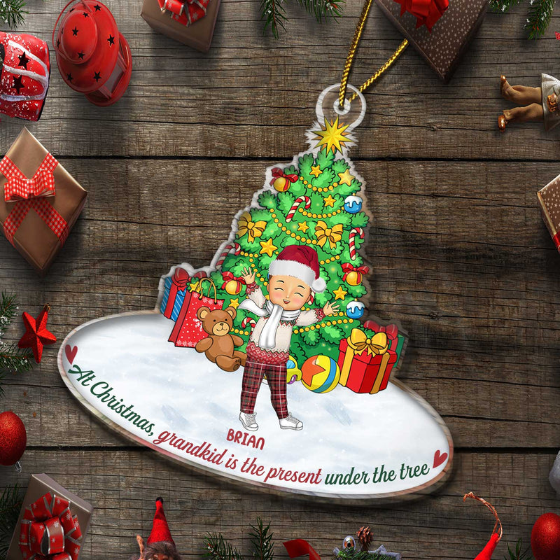Grandkids Are The Presents Under The Tree - Christmas Gift For Family, Grandparents - Personalized Cutout Acrylic Ornament