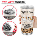 Ma vie est gouvernée par de minuscules seigneurs à fourrure, motif léopard - Cadeau pour les amoureux des chats - Gobelet personnalisé