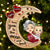 Grandparents Hug Grandkids Sitting On Moon - Christmas Gift For Granddaughter, Grandson - Personalized Wooden Cutout Ornament