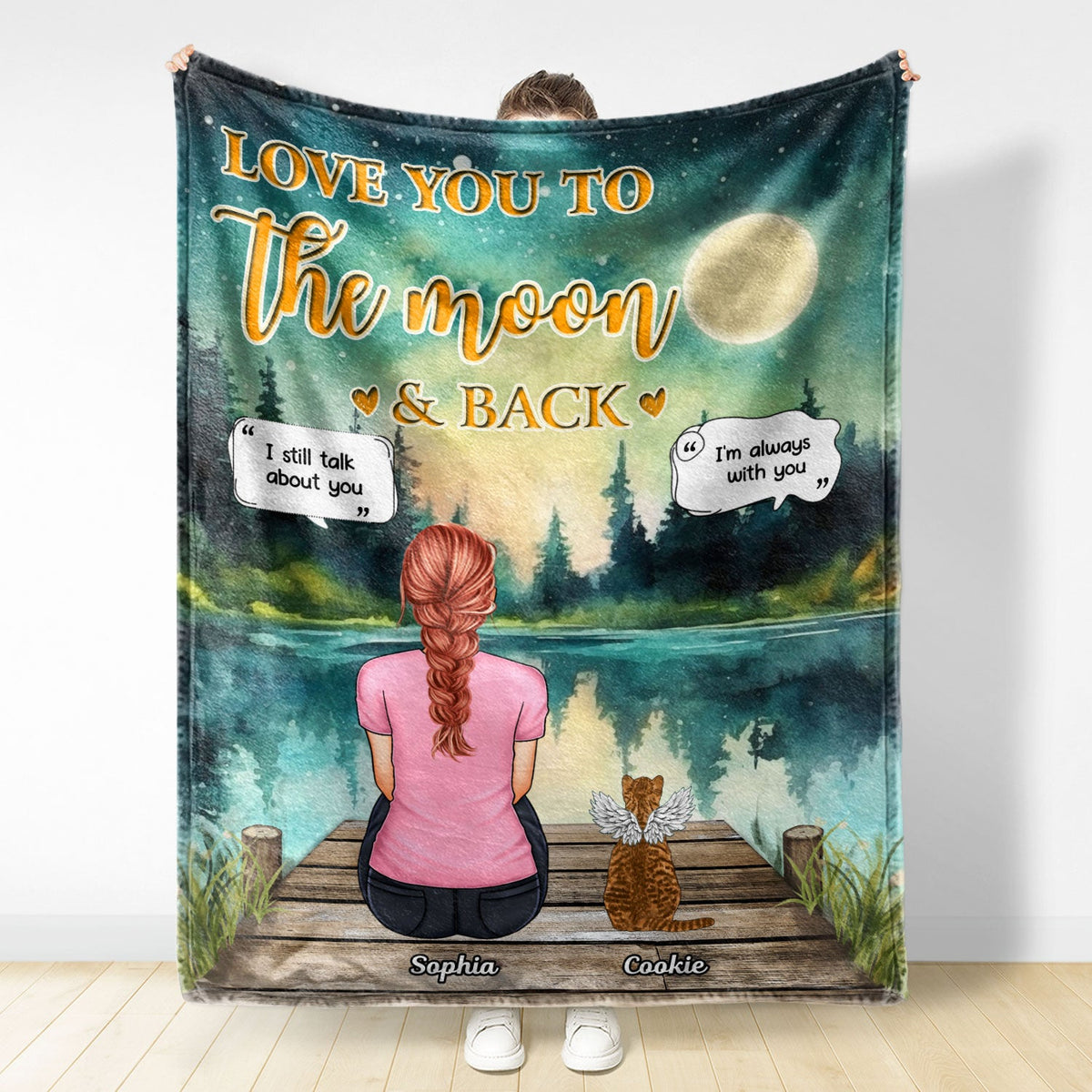 Love You To The Moon And Back - Memorial Gift For Pet Lovers, Dog Lovers, Cat Lovers - Personalized Fleece Blanket
